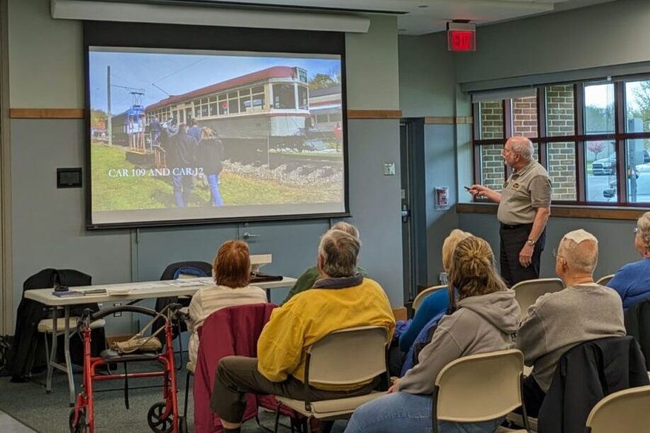 Historical trolley presentation during NORM Media Morning in Hinckley, Ohio