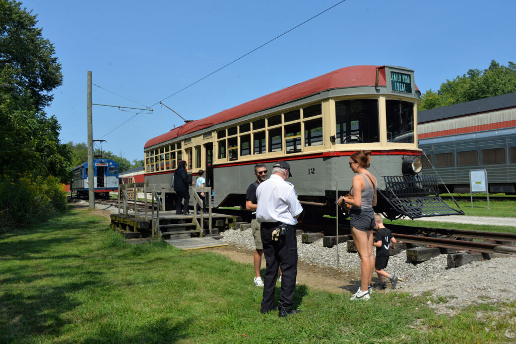 Ride in a restored 1920s interurban car near Akron.
