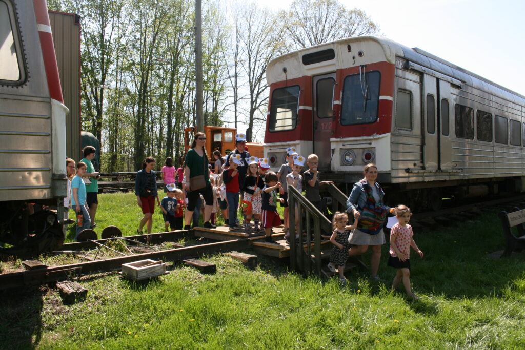 Providing rail safety education and Ohio transit history to students at our historic carbarn.