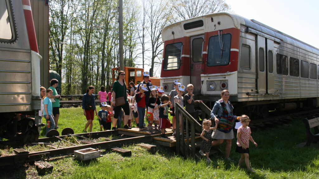 Providing rail safety education and Ohio transit history to students at our historic carbarn.